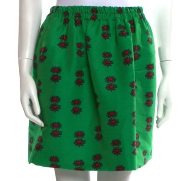 NWOT The Double J Green Floral Wool Mini Elasticized Skirt XS - Picture 1 of 6